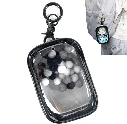 Bolsa de exhibición de figuras transparentes, bolsa de almacenamiento portátil para figuras con llavero, mini caja ciega para colgar muñecas, cierre