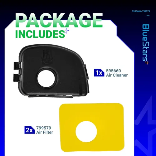Miniatura 2 de Cubierta de limpiador de aire BlueStars de calidad premium 595660 & kit de filtro de aire 2 paquetes 799579 - Compatible con motores de serie BS