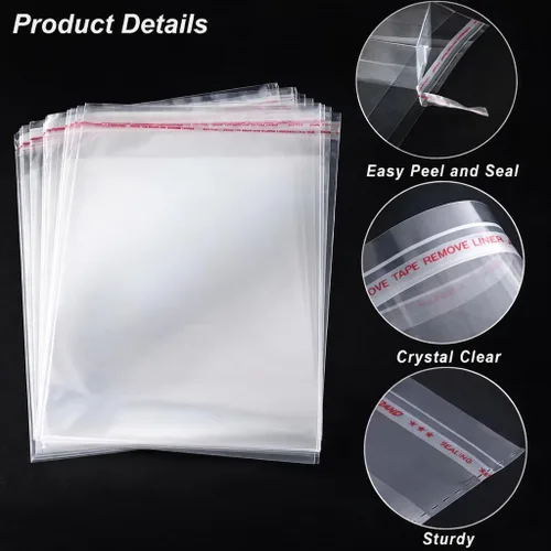 Miniatura 4 de Bolsas de plástico de celofán resellables transparentes autoadhesivas para embalaje de camisas, ropa y productos, 100 bolsas de celofán