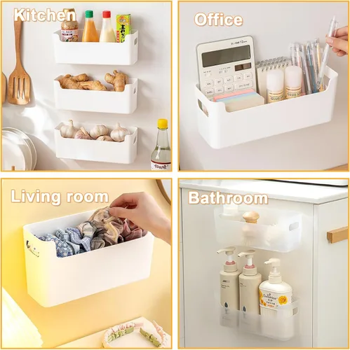 Miniatura 5 de 2 piezas Organizador para puerta de gabinete de cocina, almacenamiento adhesivo en la puerta interior del gabinete, estante de almacenamiento debajo