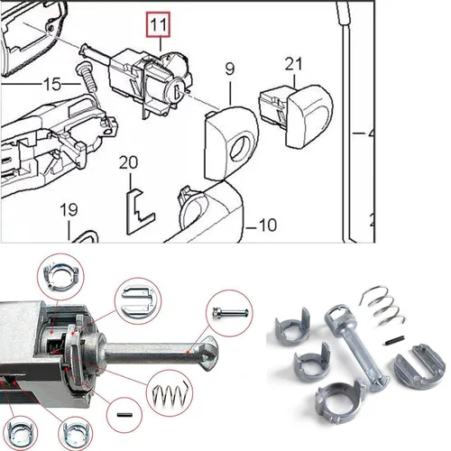 Miniatura 2 de Kit de reparación de barril de cerradura de puerta delantera izquierda/derecha para BMW X3 E83 2003-2010, para X5 E53 1999-2006