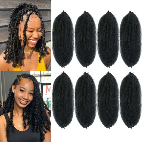 Parceria 8 Paquetes Cabello para Trenzas Marley Twist de 8 Pulgadas Cabello Afro Twist Elástico Pre-esponjado Cabello Spring Twist Cabello Rizado
