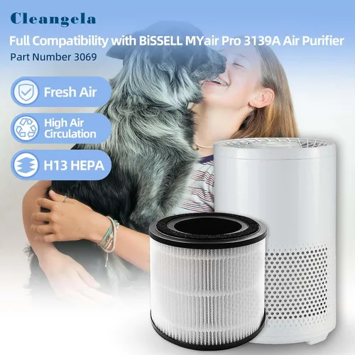 Miniatura 4 de Filtro de repuesto 3139A compatible con el purificador de aire BISSELL MYair Pro, paquete de 2 filtros de repuesto para purificador de aire 3139B