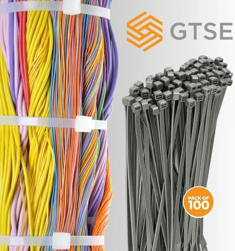 Miniatura 4 de GTSE - Paquete de 100 bridas con cremallera de 20.3 cm, color plateado/gris, 8.06 kg de resistencia, bridas de nailon grises resistentes a los rayos