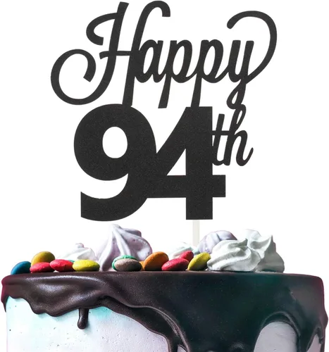 Miniatura 76 de LINGTEER - Decoración para pastel con texto "Happy Birthday 100", color negro
