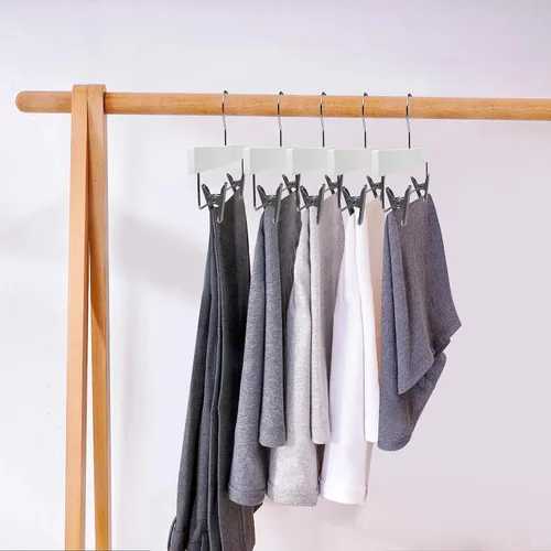 Miniatura 7 de Quality Hangers Percha de madera de lujo ultra fina que ahorra espacio, perchas para faldas con barra cuadrada para pantalones, lo mejor para Blanco