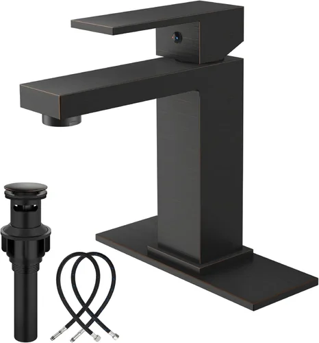 Miniatura 12 de Grifos de Baño Midanya 1 Agujero, Grifo de Fregadero de Acero Inoxidable de Una Manija, Grifos de Tocador Modernos con Placa de Cubierta, Mangueras