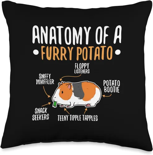 Funny guinea pig furry potato real anatomy Anatomy of A Furry Potato - Almohada de patata, 16 x 16 pulgadas, multicolor