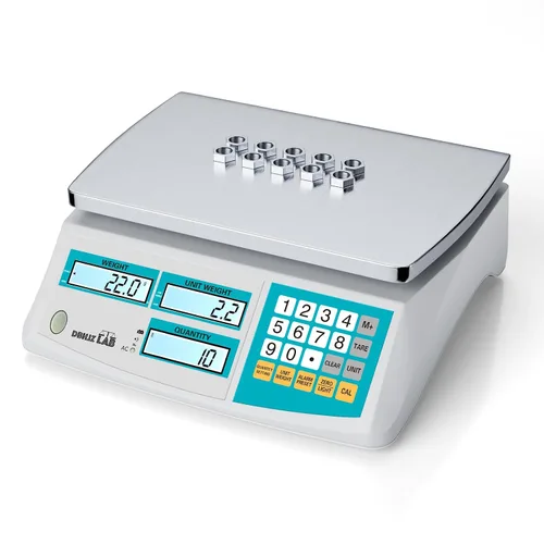 Báscula de conteo industrial 30kg/66lb x 0.1g Báscula de gramo digital de alta precisión para inventario y conteo con batería, alimentación DC/AC