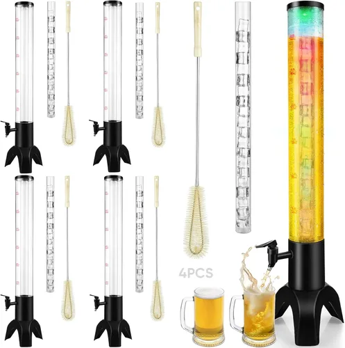 Miniatura 11 de Mimosa Tower, dispensador de torre de bebidas de 100 oz/3 L con tubo de hielo y luz LED, dispensador de cerveza de mesa (1 unidad)