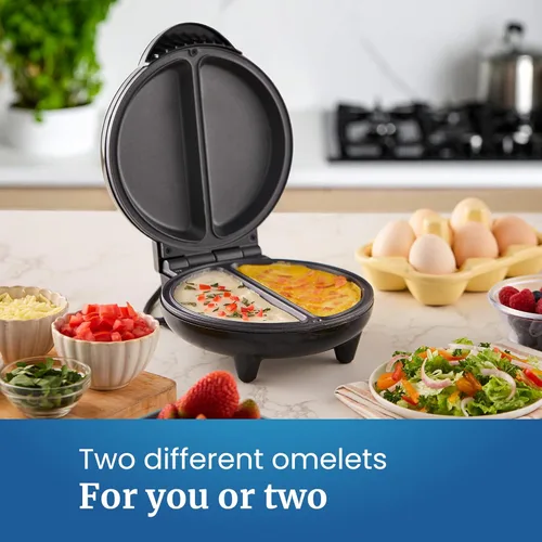 Miniatura 6 de Elite Gourmet EOM205 Tortilla antiadherente Frittata para 2 tortillas individuales de 6.5 pulgadas, acero inoxidable y negro, (paquete de 6)
