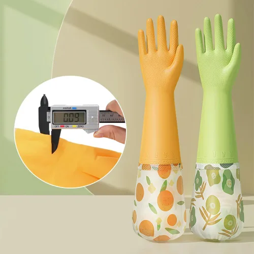 Miniatura 7 de 2 pares de guantes de goma para lavar platos, reutilizables, sin látex, guantes de cocina con forro de algodón, guantes antideslizantes e