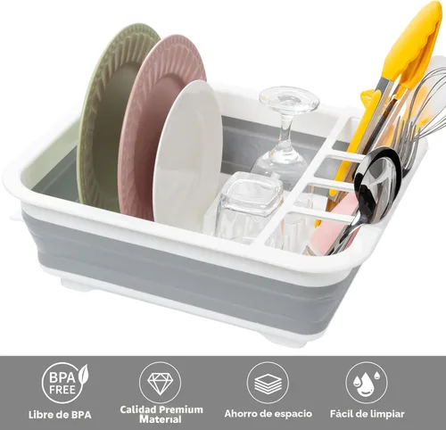 Miniatura 4 de Tiawudi Escurridor de platos plegable, escurridor de vajilla desplegable, organizador de platos portátil para cocina, caravanas, remolques de viaje