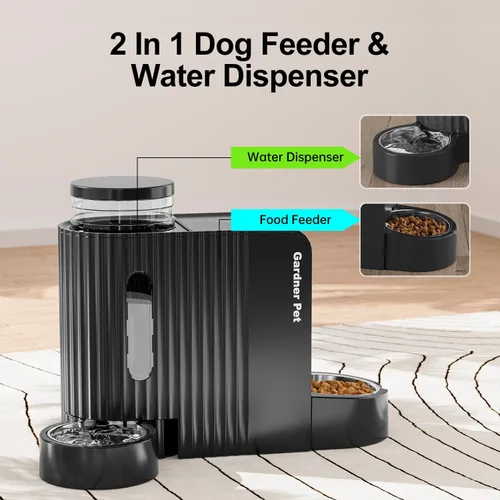 Miniatura 2 de Alimentador automático para mascotas por gravedad, juego de comedero y dispensador de agua para perros de 1.8 galones*2, juego 2-en-1 automático