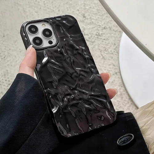 Miniatura 4 de Funda compatible con iPhone 14 Pro, Diseño Lindo de Lujo con Papel de Estaño Plisado, Fundas de Teléfono de Moda para Mujeres, Electrochapado