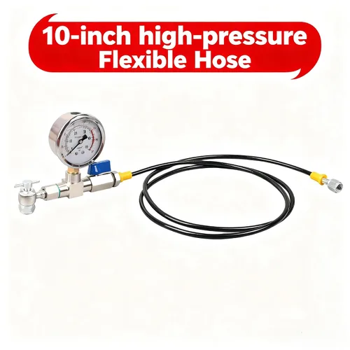 Miniatura 4 de Kit de recarga de nitrógeno ENYSAON con manómetro de nitrógeno de 700 psi y manguera flexible de alta presión de 10 pulgadas. Herramienta de recarga
