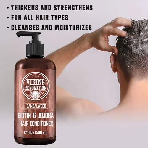 Miniatura 2 de Viking Revolution - Acondicionador de sándalo con biotina y aceite de jojoba - Acondicionador para hombres, acondicionador natural para cabello
