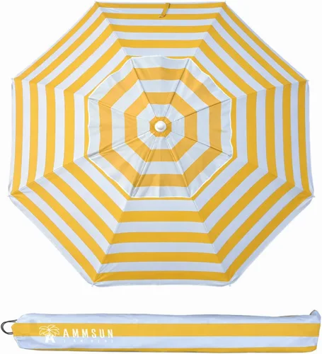 Miniatura 10 de AMMSUN Sombrilla Portátil de Patio y Playa de 6.5 pies para Arena con Inclinación y Ventilación de Aire, Refugio Solar, Protección UV 50+, Sombrilla
