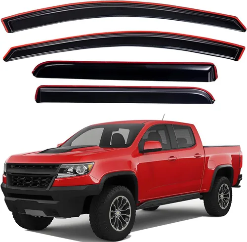 Lightronic Visera de ventana de ventilación automática con clip extra duradera, compatible con Chevrolet Colorado y GMC Canyon 2015-2022, cabina de