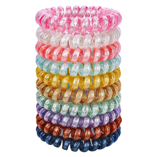 Miniatura 23 de JessLab Lazos para el cabello en espiral para mujeres, paquete de 10 sujetadores de cola de caballo sin rastro y sin daño, bandas para el cabello
