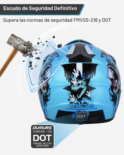 Miniatura 4 de OUMURS - Casco DOT para niños de 5 a 14 años, con gafas y guantes, para bicicleta de tierra, casco para ATV para niños y niñas, para motocross, BMX