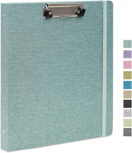 Miniatura 42 de Carpeta de tres anillos con portapapeles, cubierta de lino, carpeta de 1 pulgada para papel de 8.5 x 11 pulgadas, 2 bolsillos interiores de papel