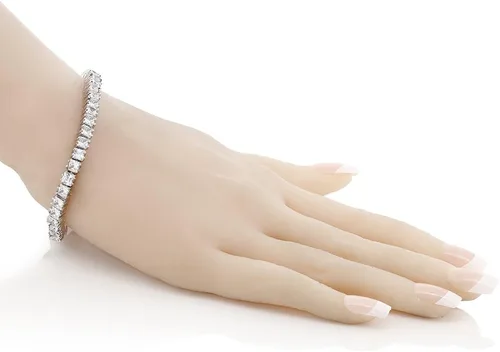 Miniatura 2 de Gem Stone King Pulsera de tenis clásica de circonita cúbica de corte princesa para mujer