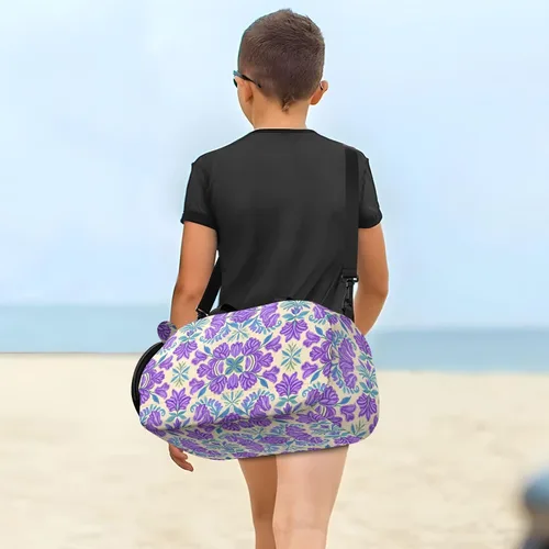 Miniatura 7 de Trendy Vintage Flower Lavender Blue1 Duffel Bag with Shoes Compartment Large Capacity Carry On Overnight Bag for Boys and Girls bolsos deportivos