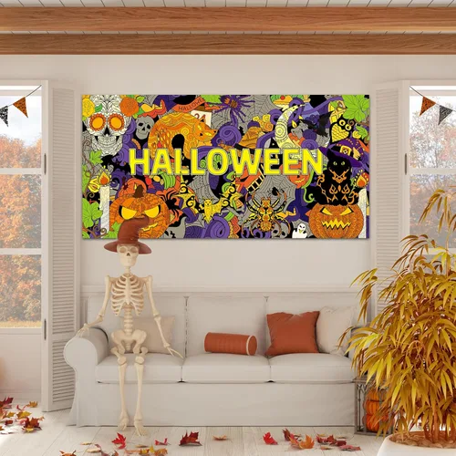 Miniatura 4 de ZOIIWA Póster gigante de Halloween para colorear de mandala para niños y adultos, Halloween, bricolaje, dibujo, mantel para colorear, mandala