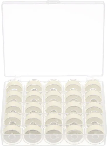 Miniatura 8 de HARFINGTON Juego de hilos de bobina preenrollados tamaños estándar con caja de 25 compartimentos para bordar y máquina de coser, color azul oscuro