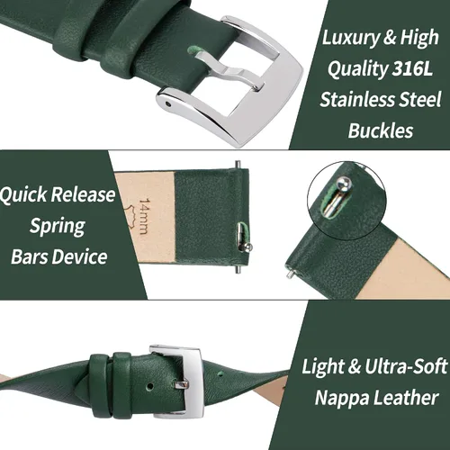 Miniatura 4 de Correas de reloj de cuero de liberación rápida, elegante y ultra suave, correa de reloj de cuero de grano superior para mujeres y hombres, elección