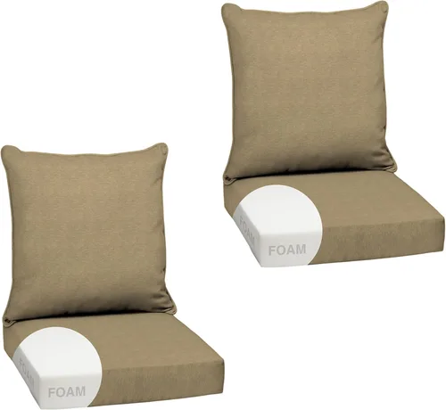 Miniatura 53 de Arden Outdoor Deep Seat Cushion Set, 24 x 24 pulgadas, Cojín para exteriores resistente al clima, a la lluvia y a la decoloración para silla, sofá