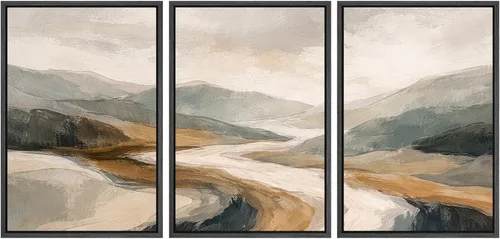 Miniatura 142 de SIGNWIN Lienzo enmarcado para pared, juego de arte abstracto de serenidad costera, ilustraciones abstractas junto al mar, arte moderno, decorativo