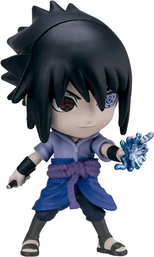 Miniatura 2 de Chibi Masters Bandai Sasuke Uchiha Figura de anime Juguete de Sasuke de 3.1 in de Anime Merch en pose de acción Mini figura en caja con ventana