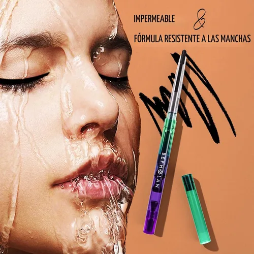 Miniatura 3 de BEPHOLAN Lápiz delineador de ojos de gel negro, impermeable, a prueba de manchas, delineador de ojos mate de larga duración, retráctil con afilador