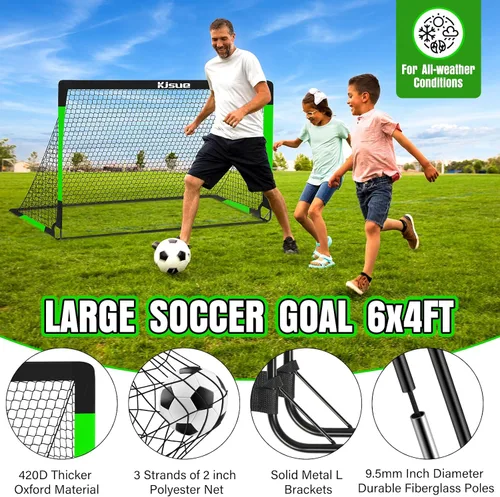 Miniatura 3 de Juego de portería de fútbol infantil para patio trasero – 2 porterías de fútbol de 6 x 4 pies, equipo de entrenamiento, red de fútbol para niños