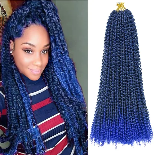 Miniatura 53 de Cabello Passion Twist de 30 pulgadas, cabello rubio de ondas de agua con ganchillo para mujeres, cabello rubio Passion Twist de ganchillo largo 27#
