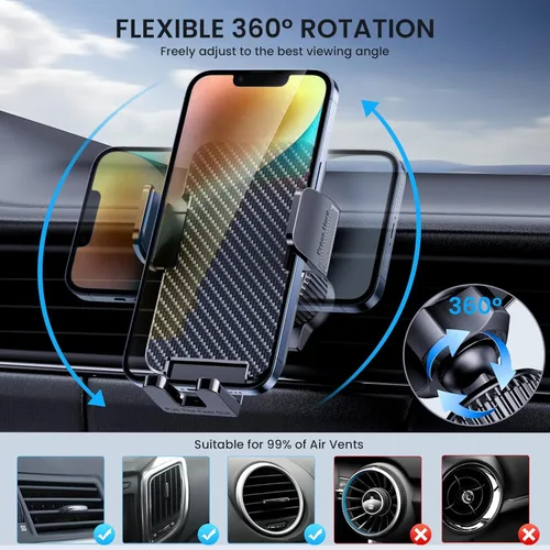 Miniatura 2 de Soporte para teléfono de coche para tu coche [Compatible con estuches gruesos] Accesorios para automóvil Ventilación de aire Rotación de 360 grados
