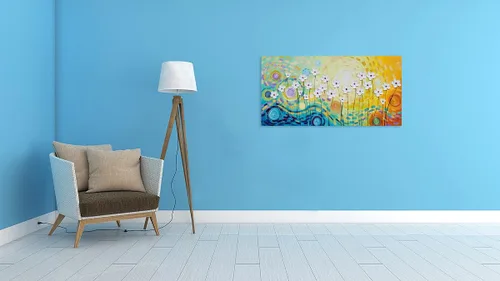 Miniatura 9 de YHSKY ARTS - Pinturas de flores blancas al óleo con textura pintada a mano, lienzo moderno y colorido, arte de pared contemporáneo, imágenes