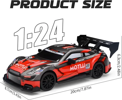 Miniatura 5 de Coche de Deriva RC, Vehículo de Control Remoto a Escala 1:24 para Niños, 2.4GHz 20KM/H 4WD Autos RC de Alta Velocidad con Luz LED, Dos