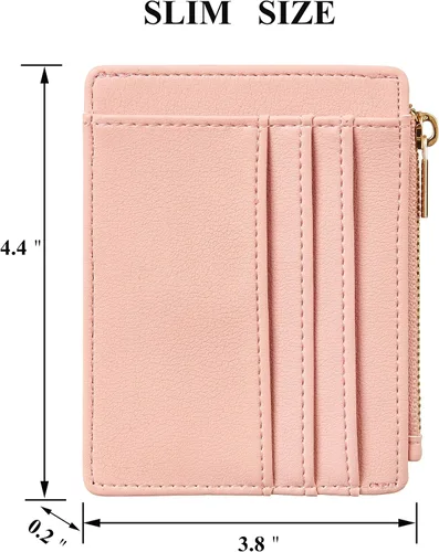 Miniatura 5 de Sodsay Estuche para tarjetas cartera delgada con bolsillo frontal para mujer sujetatarjetas con llavero