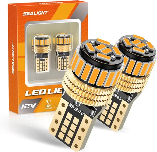 SEALIGHT 194 foco LED 2000K ámbar 168 T10 2825 W5W 600% de brillo, focos LED de cuña para interior de automóvil, reemplazo para luces de matrícula,
