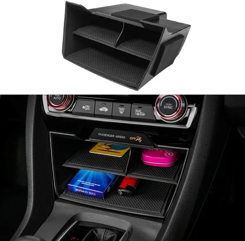 Thenice Caja de almacenamiento para consola central Civic de 10ª generación, organizador de tarjetas, compatible con Honda Civic 2016, 2017, 2018,