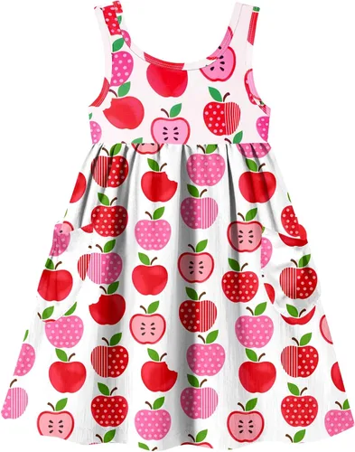 Miniatura 27 de Vieille Vestido sin mangas para niñas pequeñas, lindo vestido de verano con bolsillo, 2-7 años