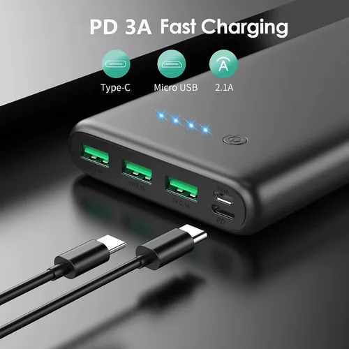 Miniatura 2 de Cargador portátil de 36800 mAh, cargador de batería externa PD de carga rápida USB C, 4 salidas, 2 entradas, esenciales de viaje, cargador