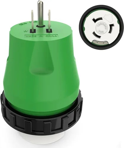 Miniatura 8 de RVGUARD Adaptador RV de 30 amperios a 30 amperios con conector de bloqueo, adaptador de corriente eléctrica NEMA TT-30P a NEMA L5-30R, verde