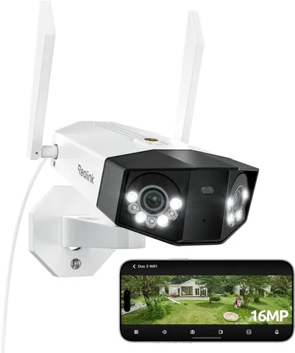 Cámara de seguridad REOLINK WiFi de 16MP para exteriores, ángulo ultra amplio de 180°, Duo 3 WiFi, Wi-Fi 6 de 2.4/5GHz, detección inteligente,