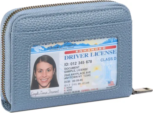 Miniatura 19 de SENDEFN Cartera de cuero para mujer, con bloqueo RFID, pequeñas carteras compactas, titular de la tarjeta de crédito con ventana de identificación