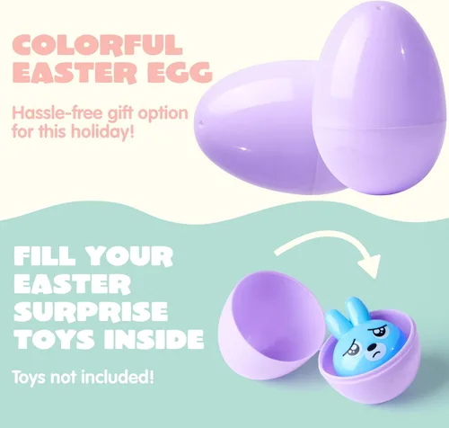 Miniatura 3 de JOYIN Huevos de Pascua pastel de 3.15 pulgadas, 100 huevos de plástico grandes, cáscaras de huevo rellenables de colores vacíos para búsqueda