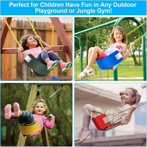 Miniatura 8 de AGPTEK Asiento de columpio, 30.4 x 6 x 0.27 pulgadas, columpio de patio para niños y niñas y adultos con anillo triangular de metal, color negro